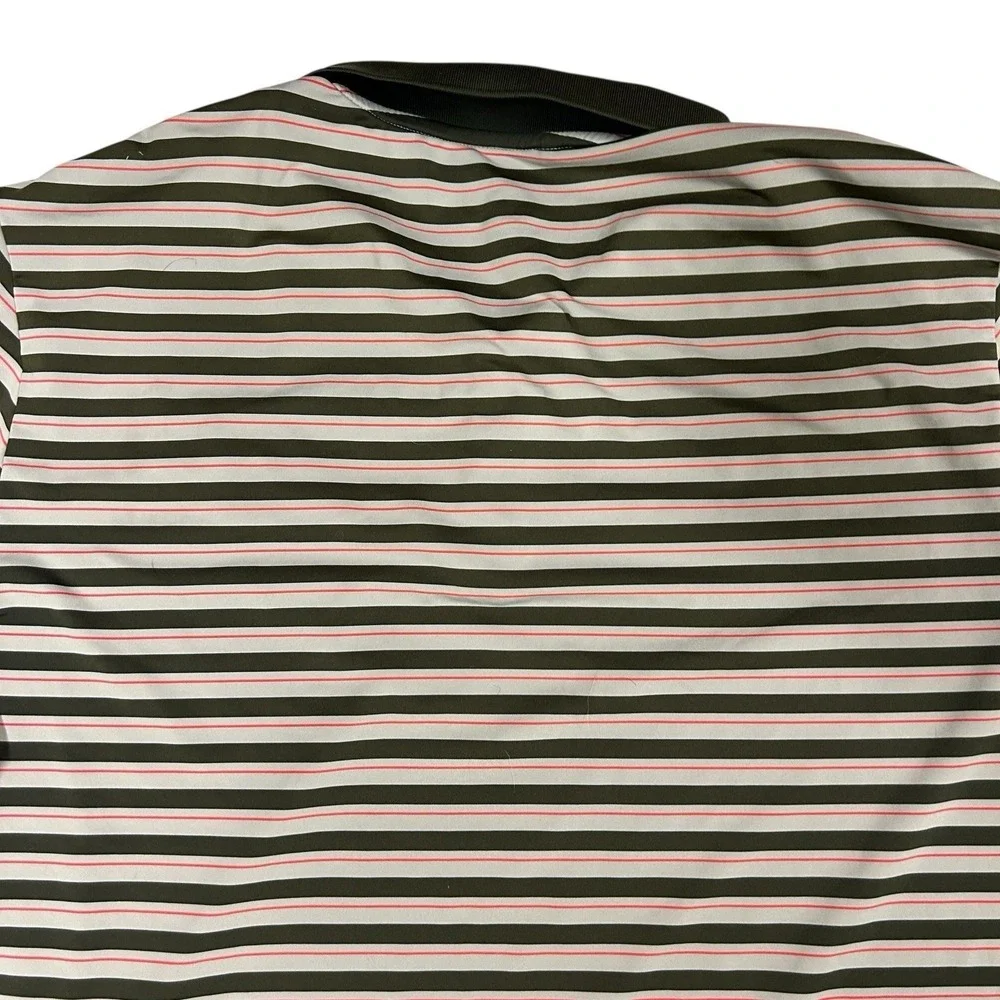Adidas Golf XL Polo Shirt Saratoga Spa‎ Golf Course Logo Green & Gray Striped